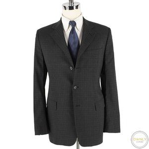 JOHN VARVATOS LARDINI CHARCOAL GREY WOOL BLEND CHECKED *MADE IN ITALY* 40L